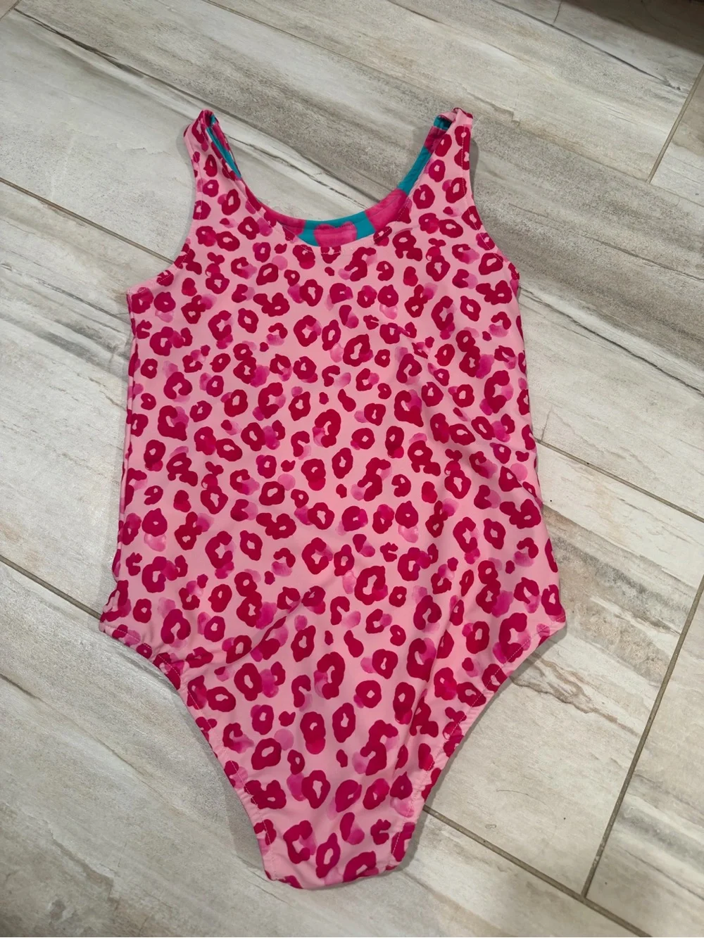 Posh Peanut Teal Swimsuit with Hot Pink Leopard Print